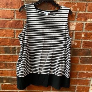 J. Jill Womens Large White Black Stripe Minimalist Sleeveless Top